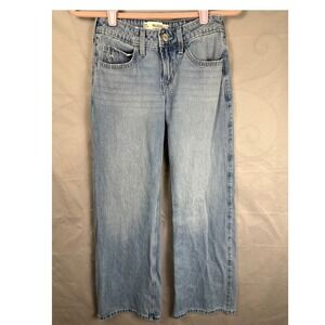 Hollister Low Rise Baggy Jeans Light Wash Distressed Wide Leg Women W23 Regular
